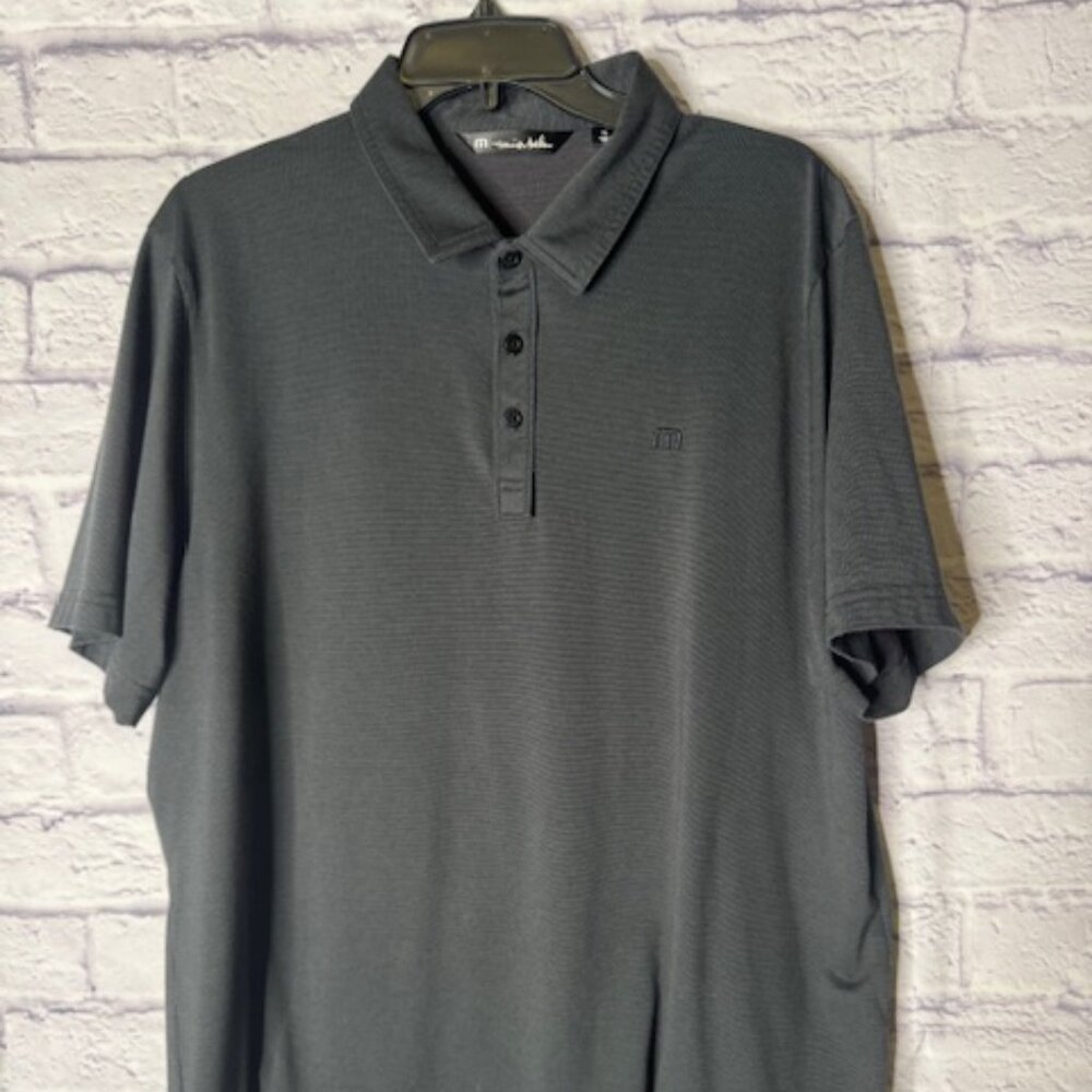 Travis Mathews Mens Golf Shirt XL Charcoal Gray Fitted